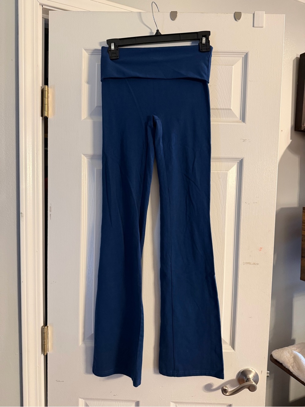 Garage Navy Fold-Over Waist Flare Leggings